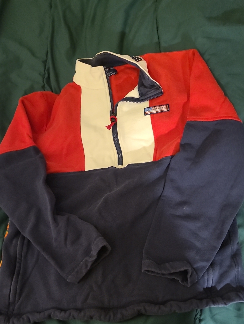 Vineyard Vines Red, White & Navy Colorblock Quarter-Zip
